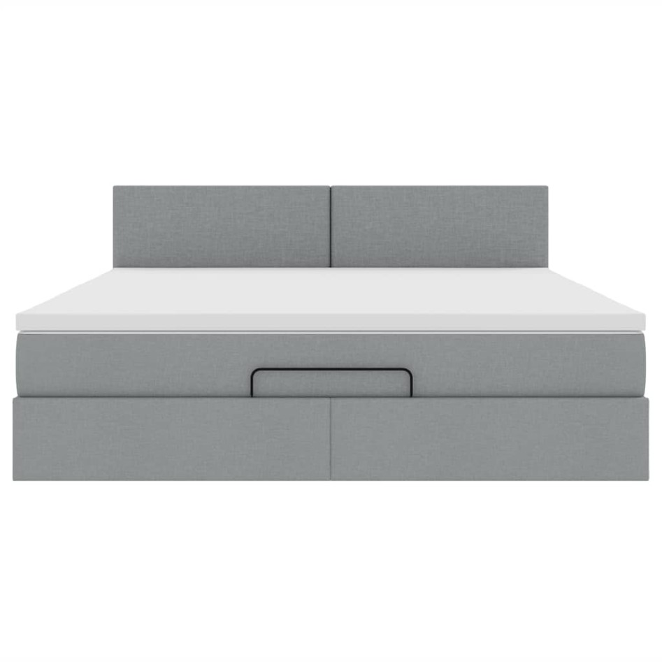 Cama otomana con colchón gris claro 160x200 cm