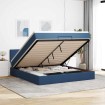 Estructura de cama otomana con colchón tela azul 160x200 cm