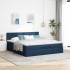 Estructura de cama otomana con colchón tela azul 160x200