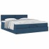 Estructura de cama otomana con colchón tela azul 160x200