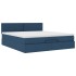 Estructura de cama otomana con colchón tela azul 160x200