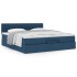 Estructura de cama otomana con colchón tela azul 160x200
