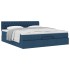 Estructura de cama otomana con colchón tela azul 160x200