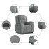 Sillón reclinable de tela gris