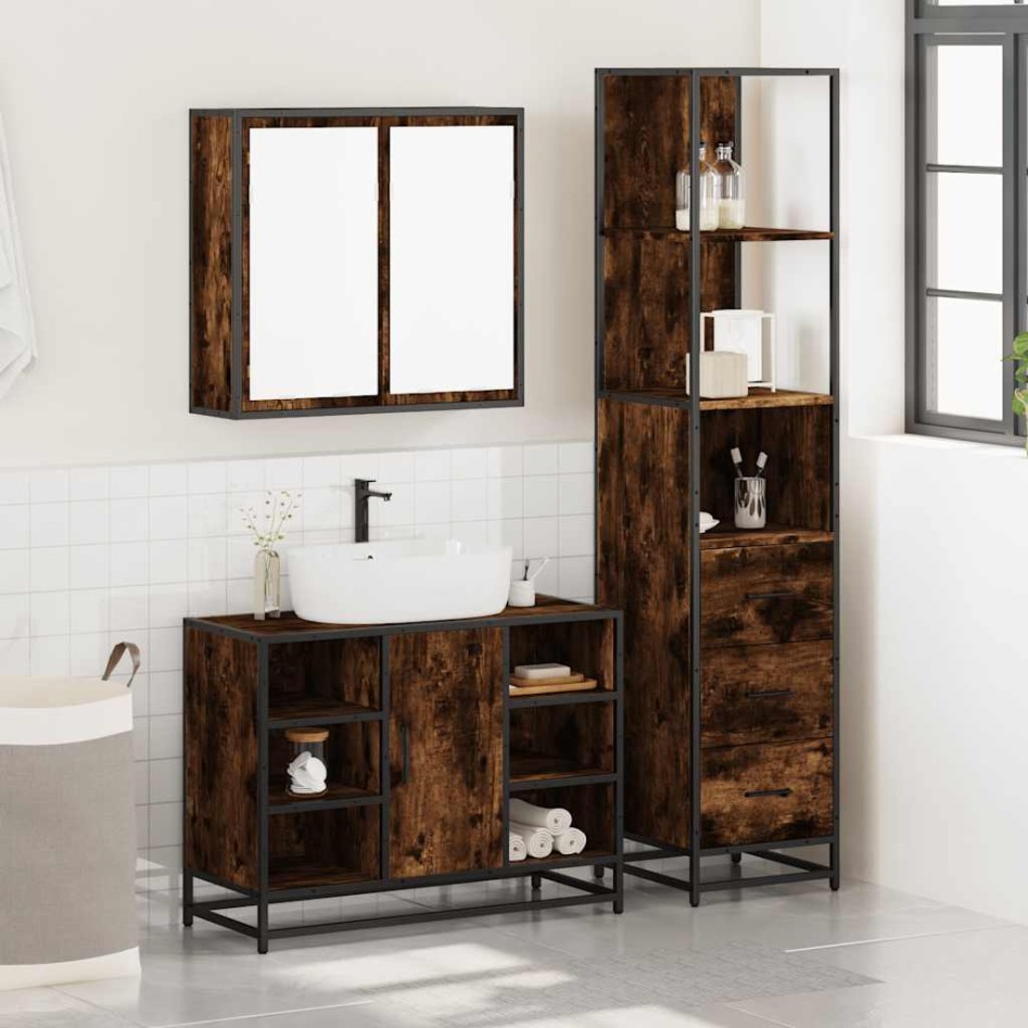 Set de muebles baño 3 pzas madera contrachapada roble