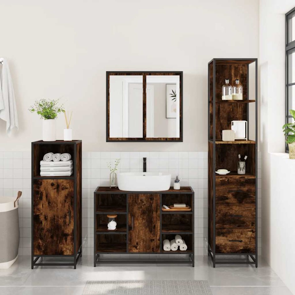 Set de muebles baño 3 pzas madera contrachapada roble