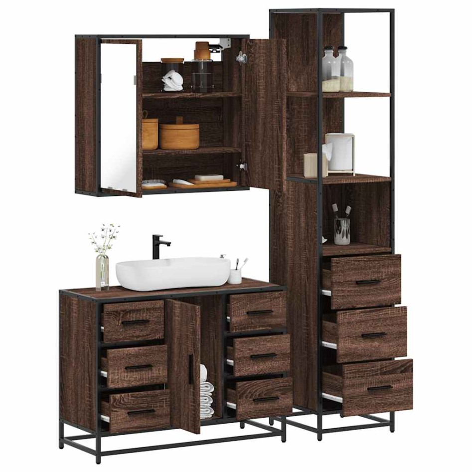 Set de muebles baño 3 pzas madera contrachapada roble