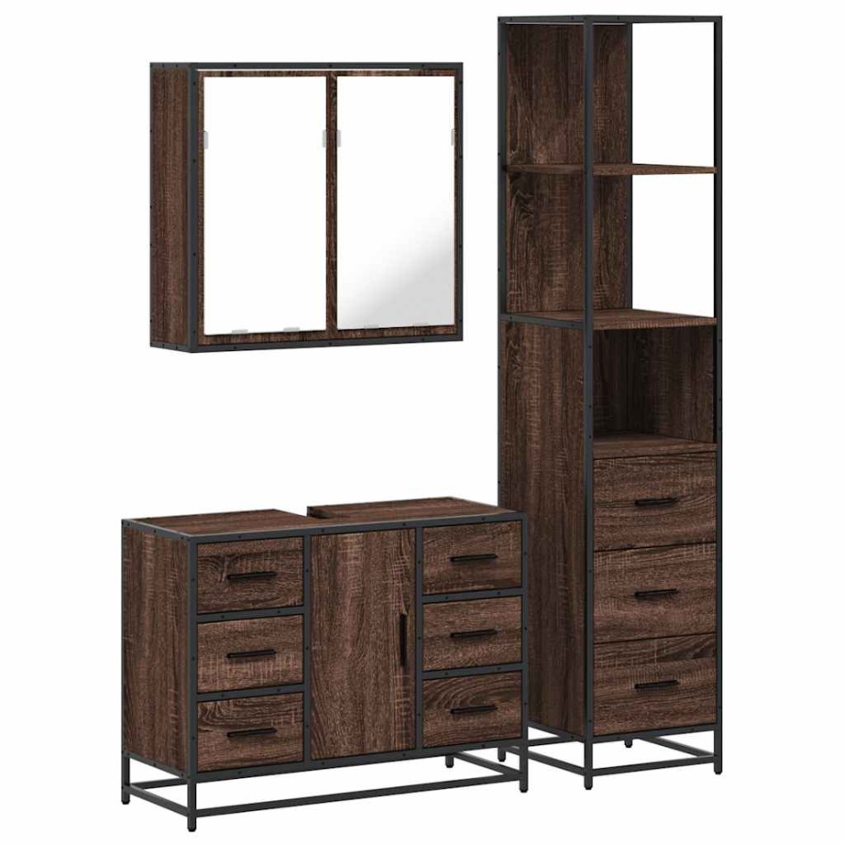 Set de muebles baño 3 pzas madera contrachapada roble