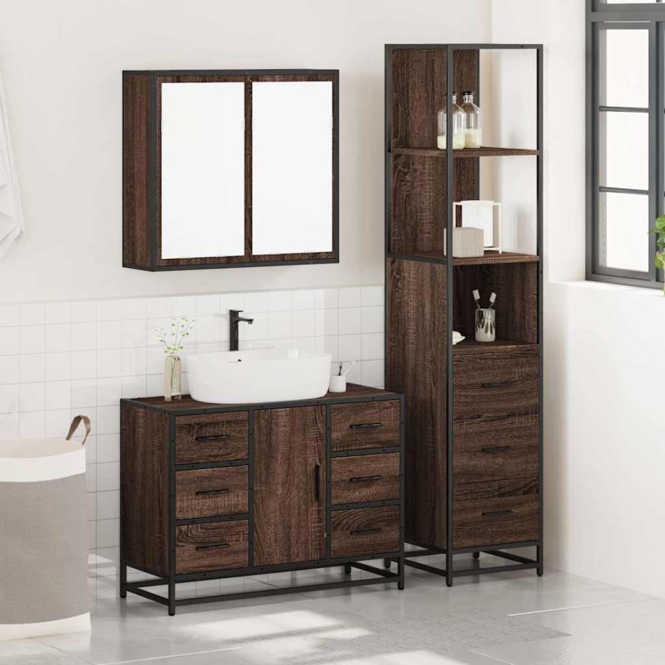 Set de muebles baño 3 pzas madera contrachapada roble