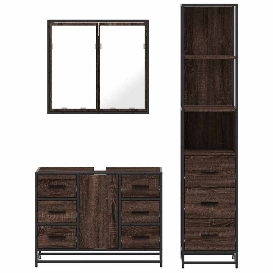 Set de muebles baño 3 pzas madera contrachapada roble