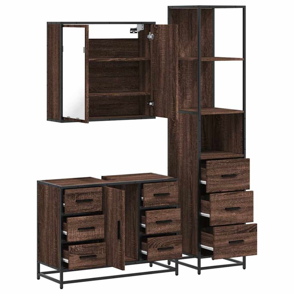 Set de muebles baño 3 pzas madera contrachapada roble