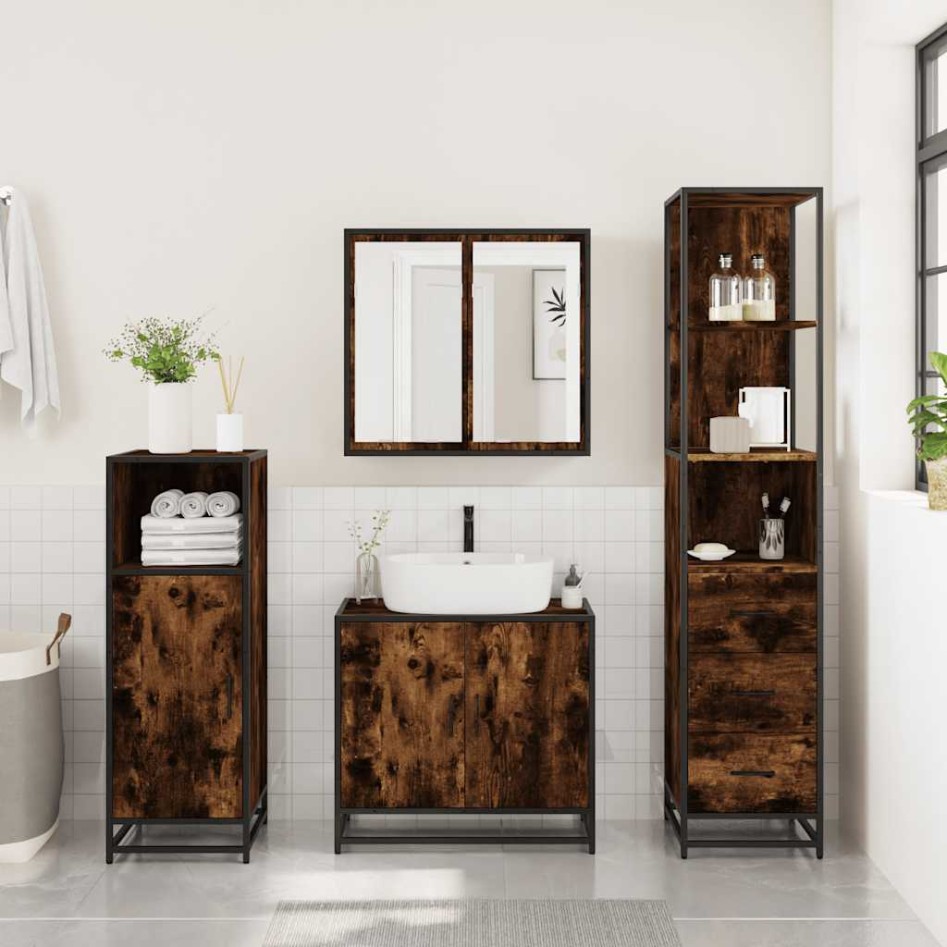 Set de muebles baño 3 pzas madera contrachapada roble
