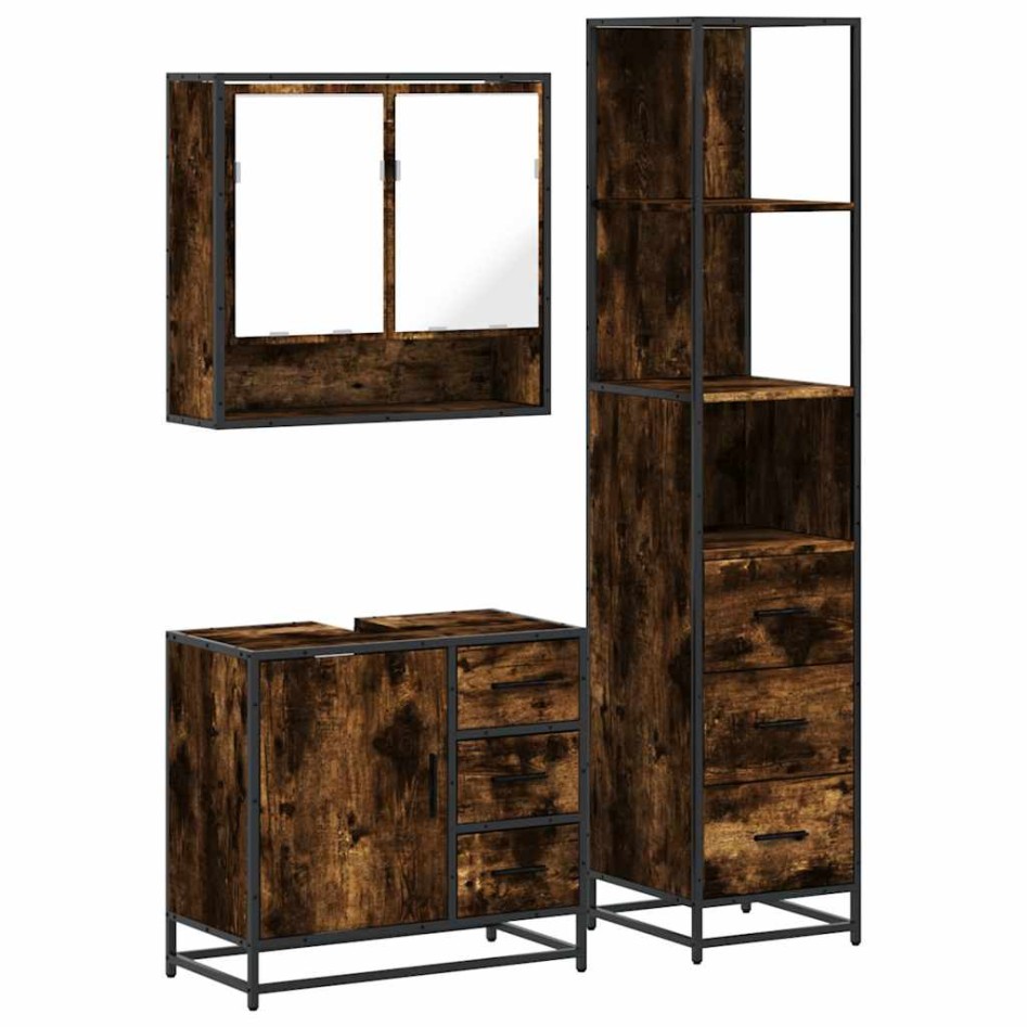 Set de muebles baño 3 pzas madera contrachapada roble