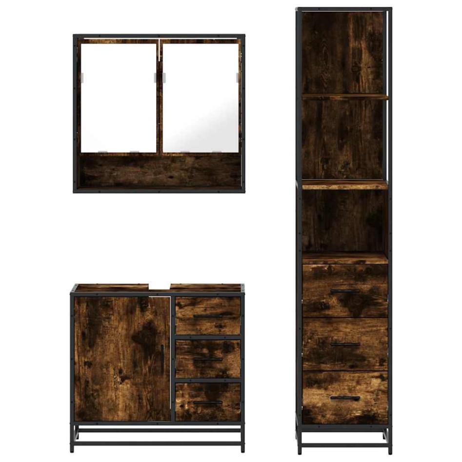 Set de muebles baño 3 pzas madera contrachapada roble