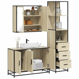 Set de muebles de baño 3 pzas madera contrachapada roble
