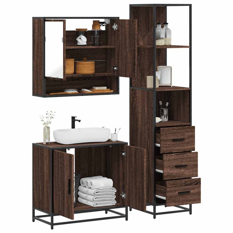 Set de muebles baño 3 pzas madera contrachapada roble