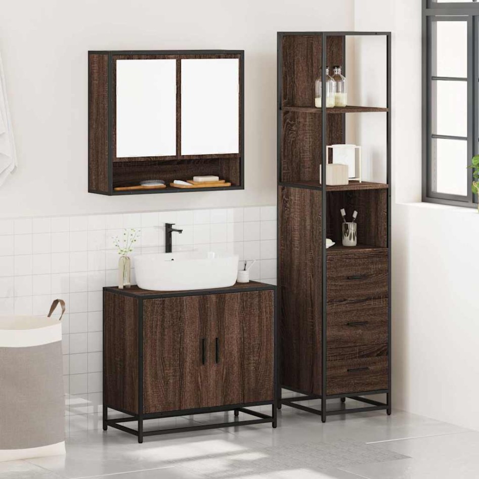 Set de muebles baño 3 pzas madera contrachapada roble