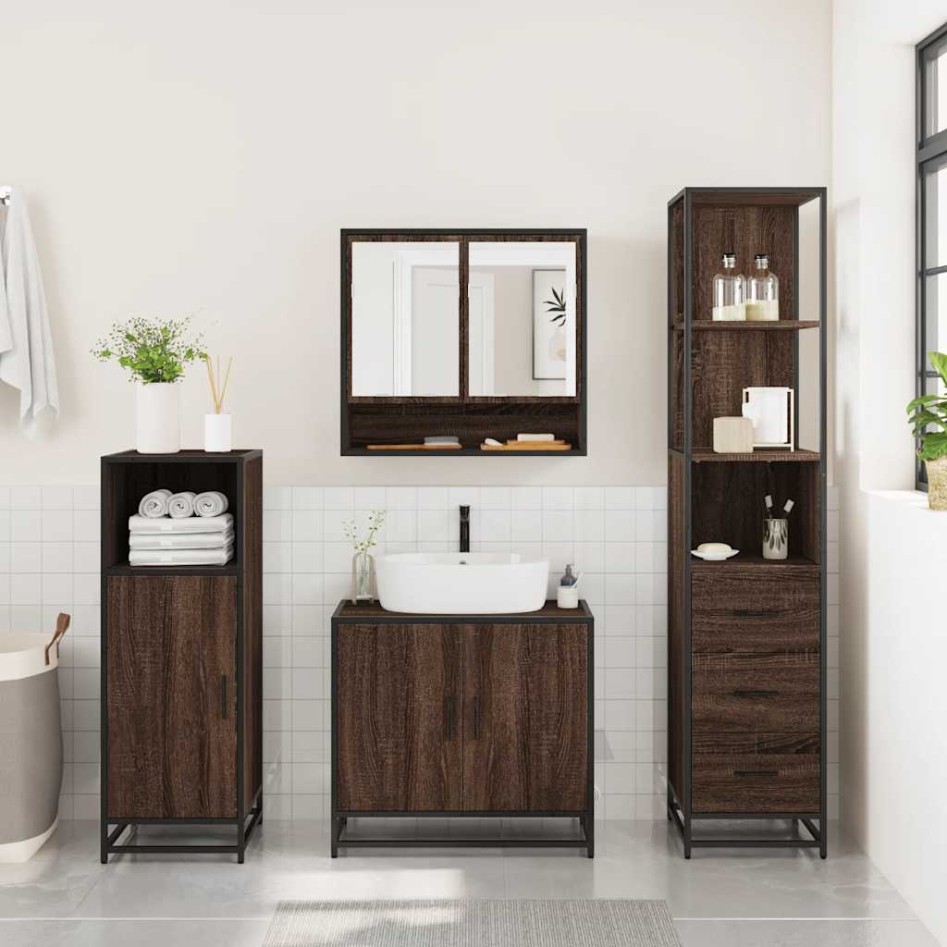 Set de muebles baño 3 pzas madera contrachapada roble