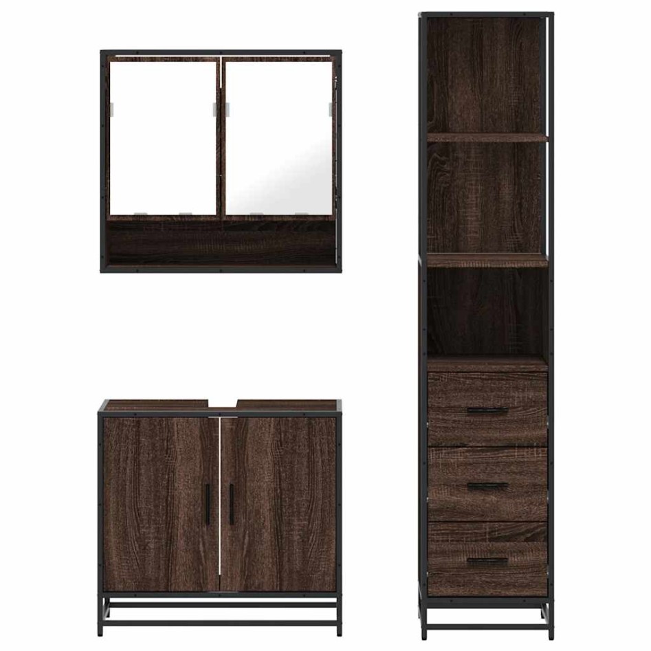 Set de muebles baño 3 pzas madera contrachapada roble