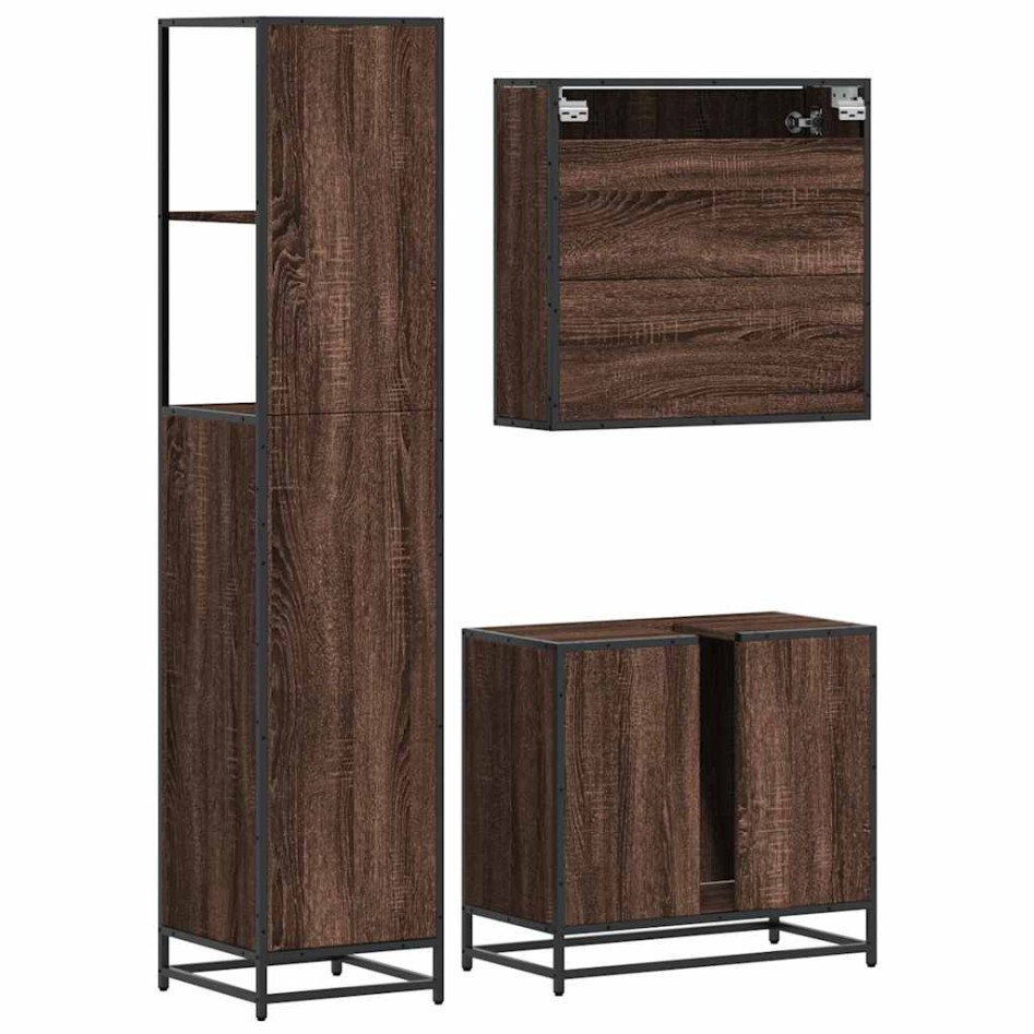 Set de muebles baño 3 pzas madera contrachapada roble