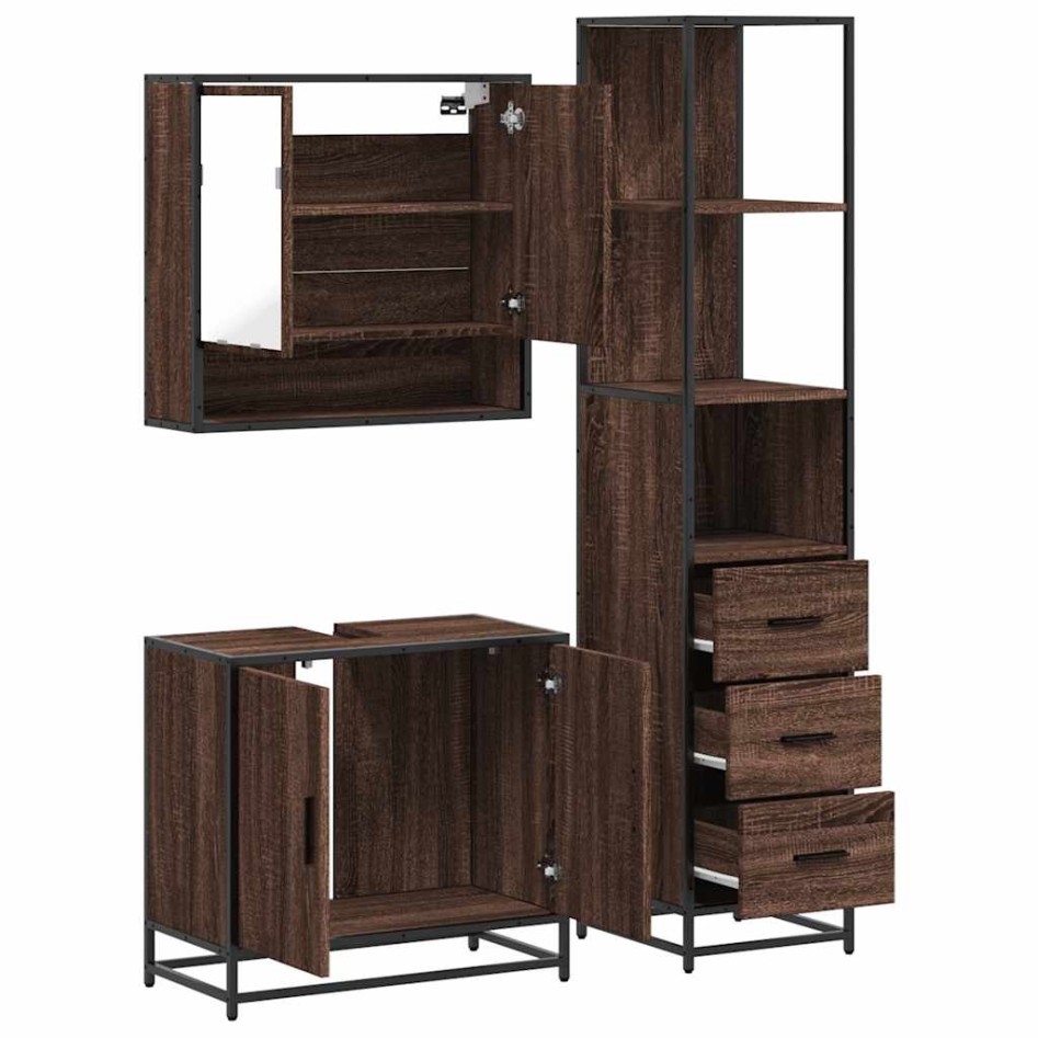 Set de muebles baño 3 pzas madera contrachapada roble
