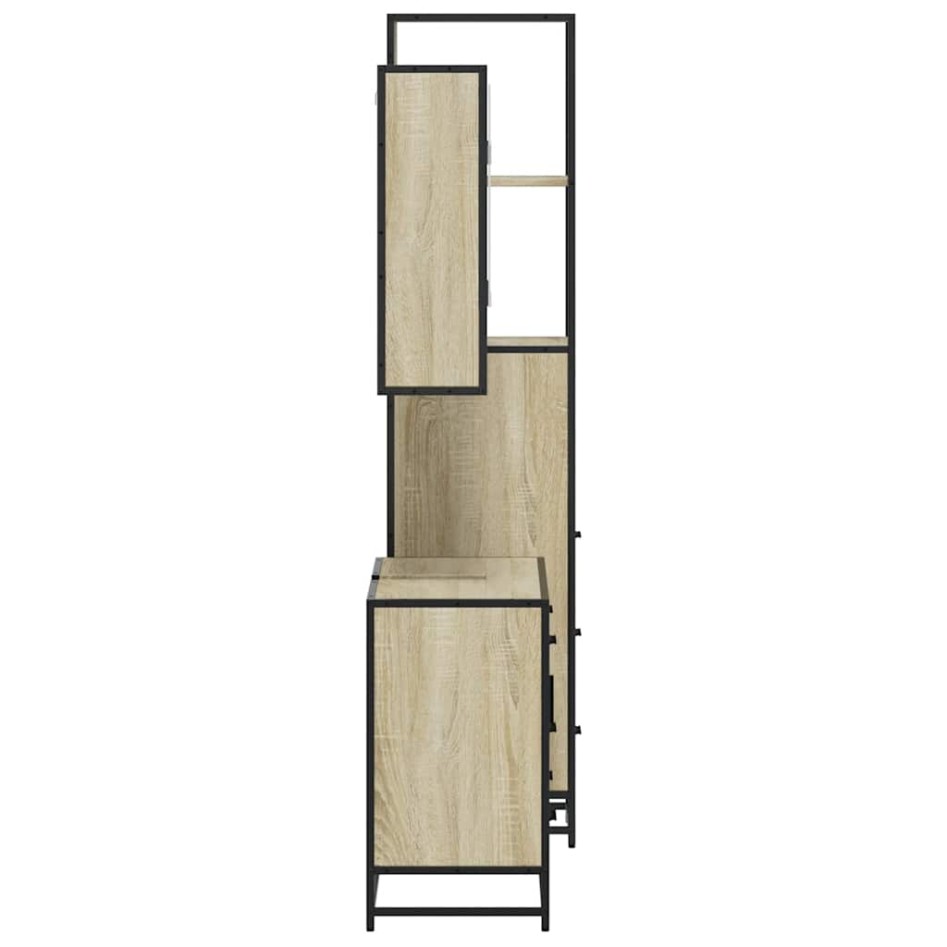 Set de muebles de baño 3 pzas madera contrachapada roble