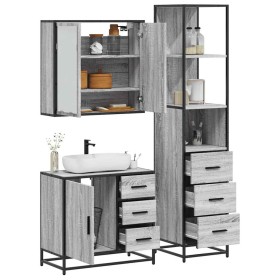 Set de muebles de baño 3 pzas madera contrachapada gris