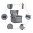 Sillón reclinable de masaje de tela gris