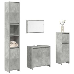 Juego muebles de baño 4 pzas madera contrachapada gris