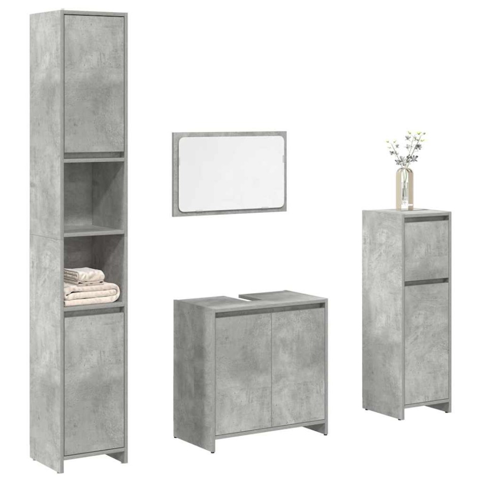 Juego muebles de baño 4 pzas madera contrachapada gris