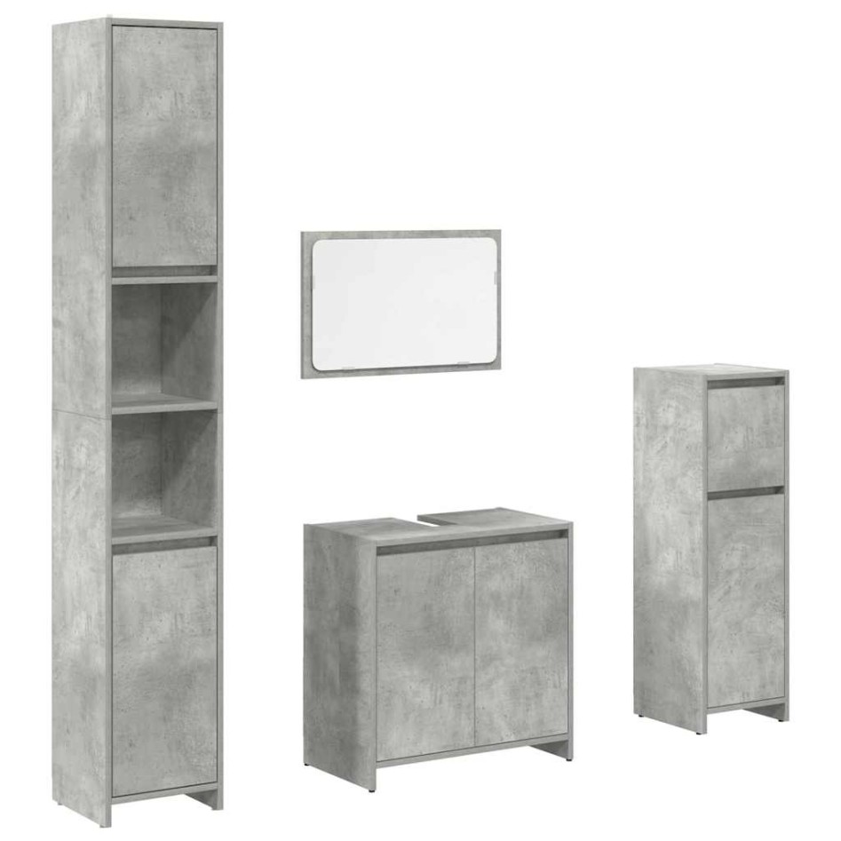 Juego muebles de baño 4 pzas madera contrachapada gris