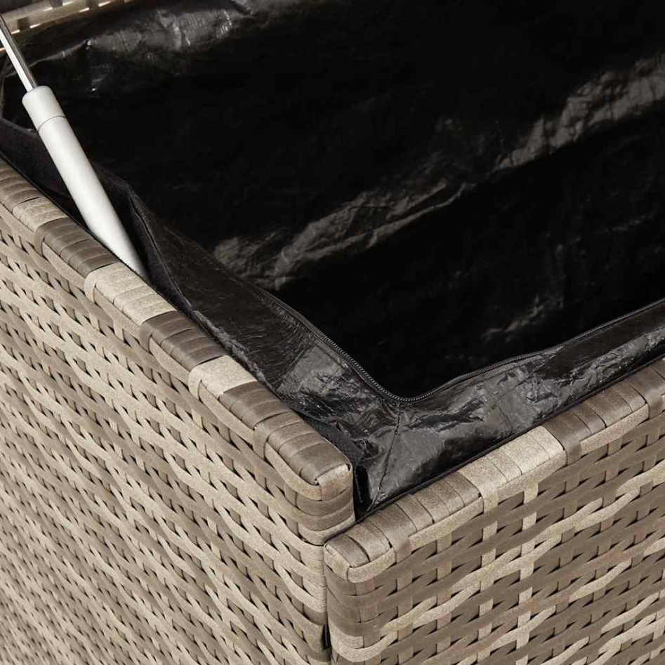 Caja almacenaje jardín ruedas ratán sintético gris