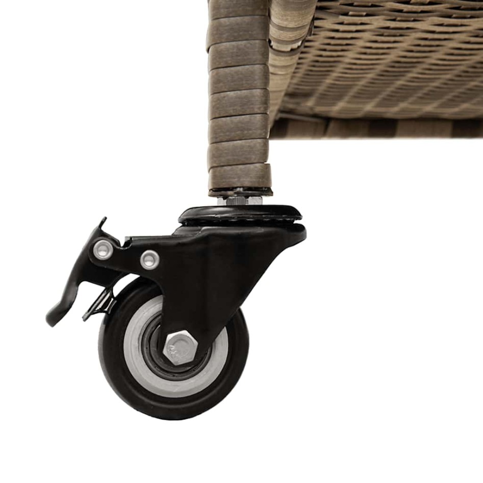 Caja almacenaje jardín ruedas ratán sintético gris