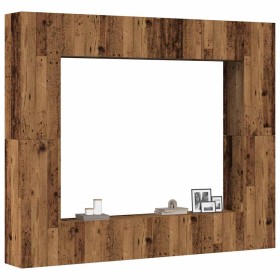 Conjunto de mueble de TV 8 piezas montado la pared madera