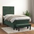 Cama box spring con colchón terciopelo verde oscuro 90x200