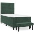 Cama box spring con colchón terciopelo verde oscuro 90x200