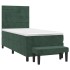 Cama box spring con colchón terciopelo verde oscuro 90x200