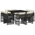 Set de comedor de jardín 9 pzas y cojines ratán sintético