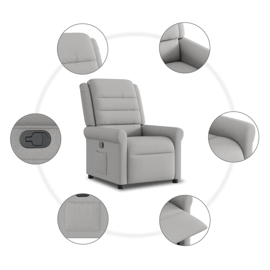 Sillón reclinable de tela gris