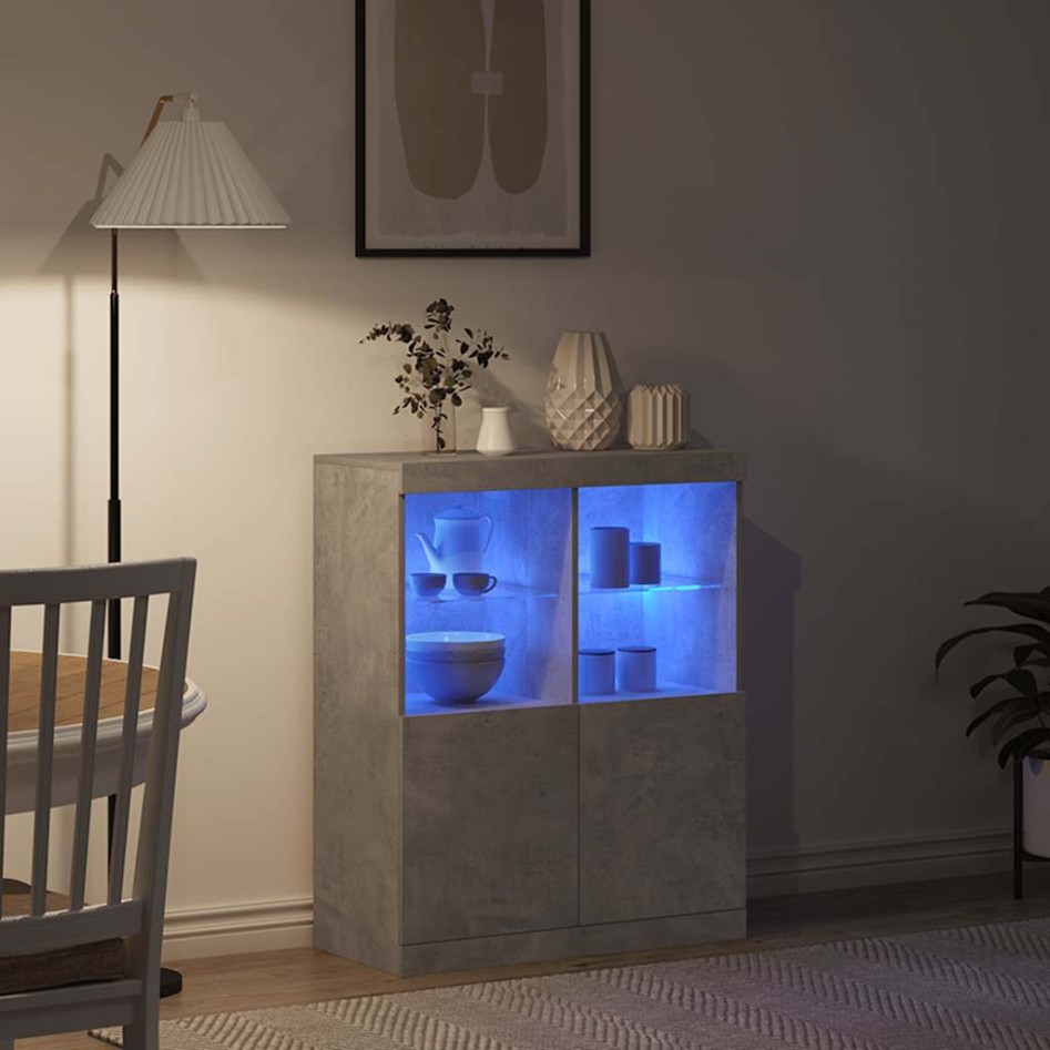 Aparador de madera contrachapada gris hormigón 81x37x100