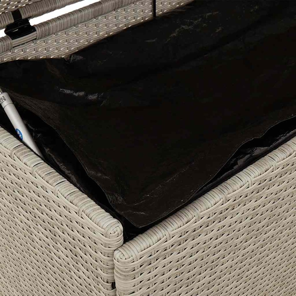 Baúl jardín con ruedas gris claro 160x55x75 cm ratán