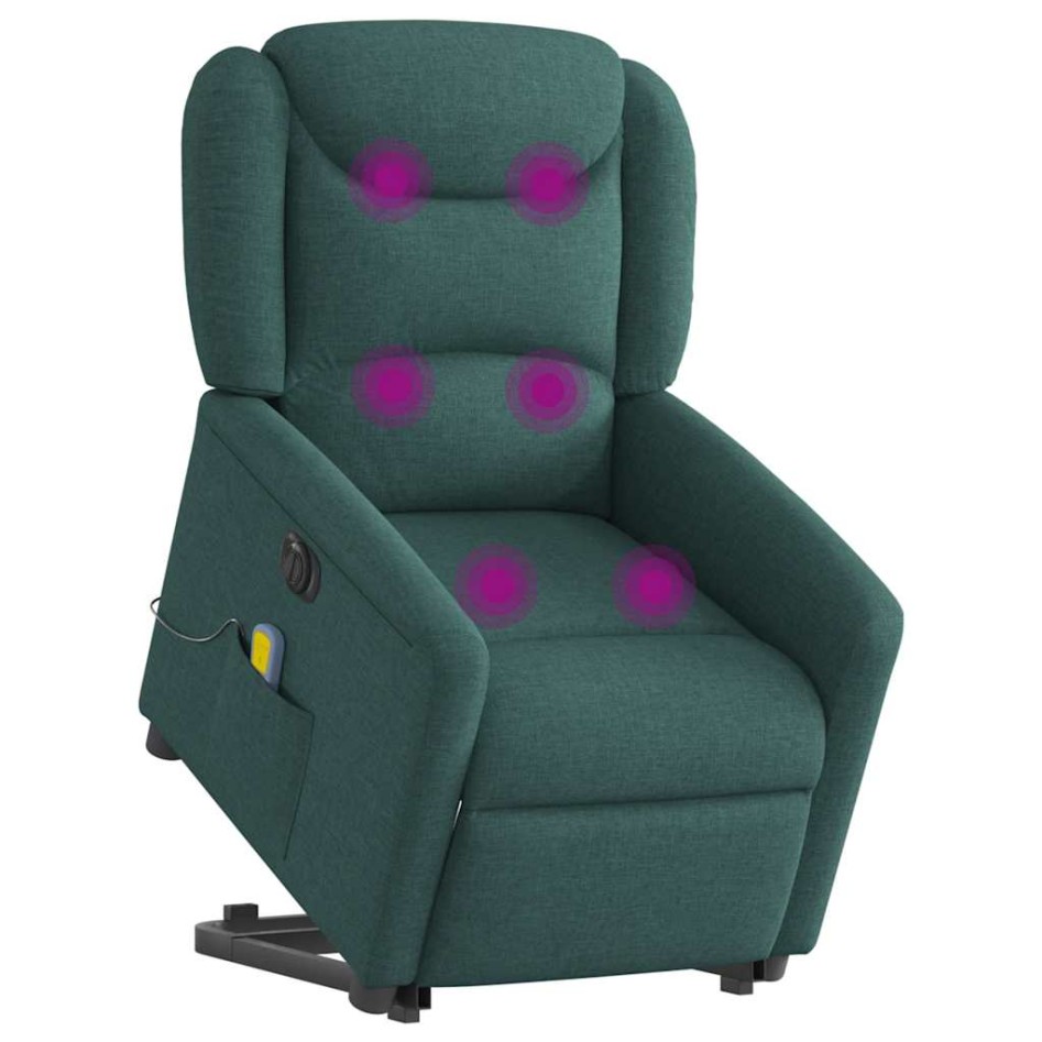 Sillón masaje eléctrico reclinable elevable tela verde