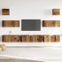 Conjunto de mueble de TV 7 piezas montado la pared madera