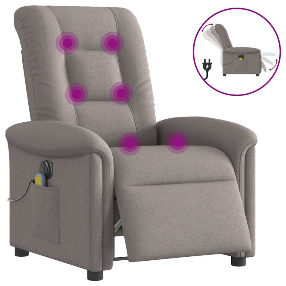 Sillón reclinable de masaje eléctrico tela gris