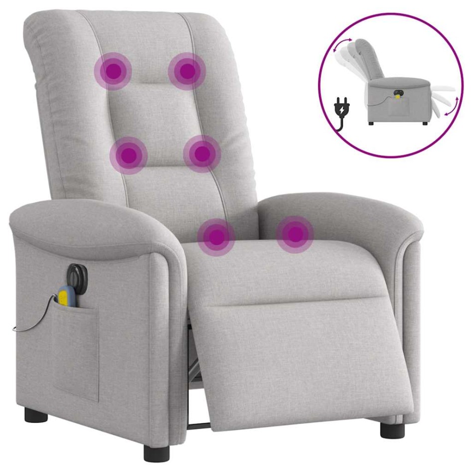 Sillón reclinable de masaje eléctrico tela gris