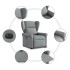 Sillón eléctrico reclinable elevable de tela gris