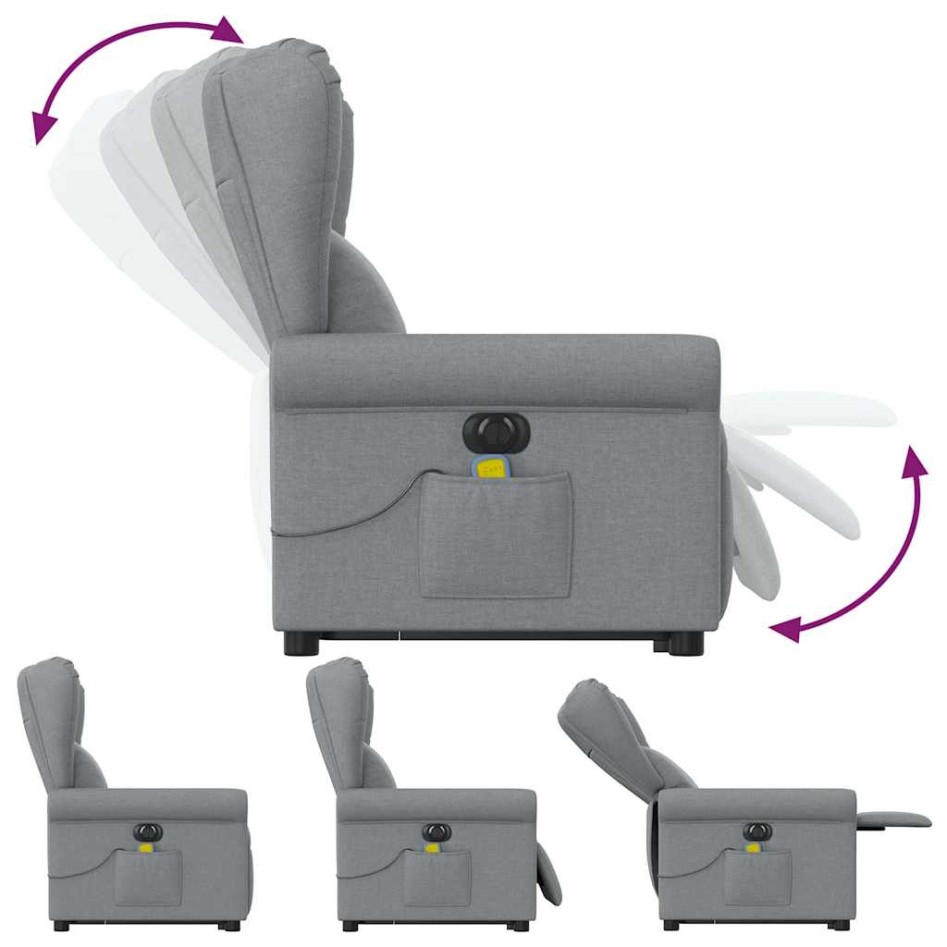 Sillón de masaje eléctrico reclinable elevable tela gris