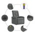 Sillón de masaje eléctrico reclinable elevable tela gris