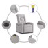 Sillón de masaje eléctrico reclinable elevable tela gris