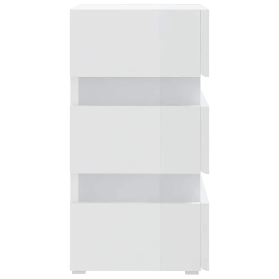 Mesita de noche LED madera ingeniería blanco brillo 45x35x67